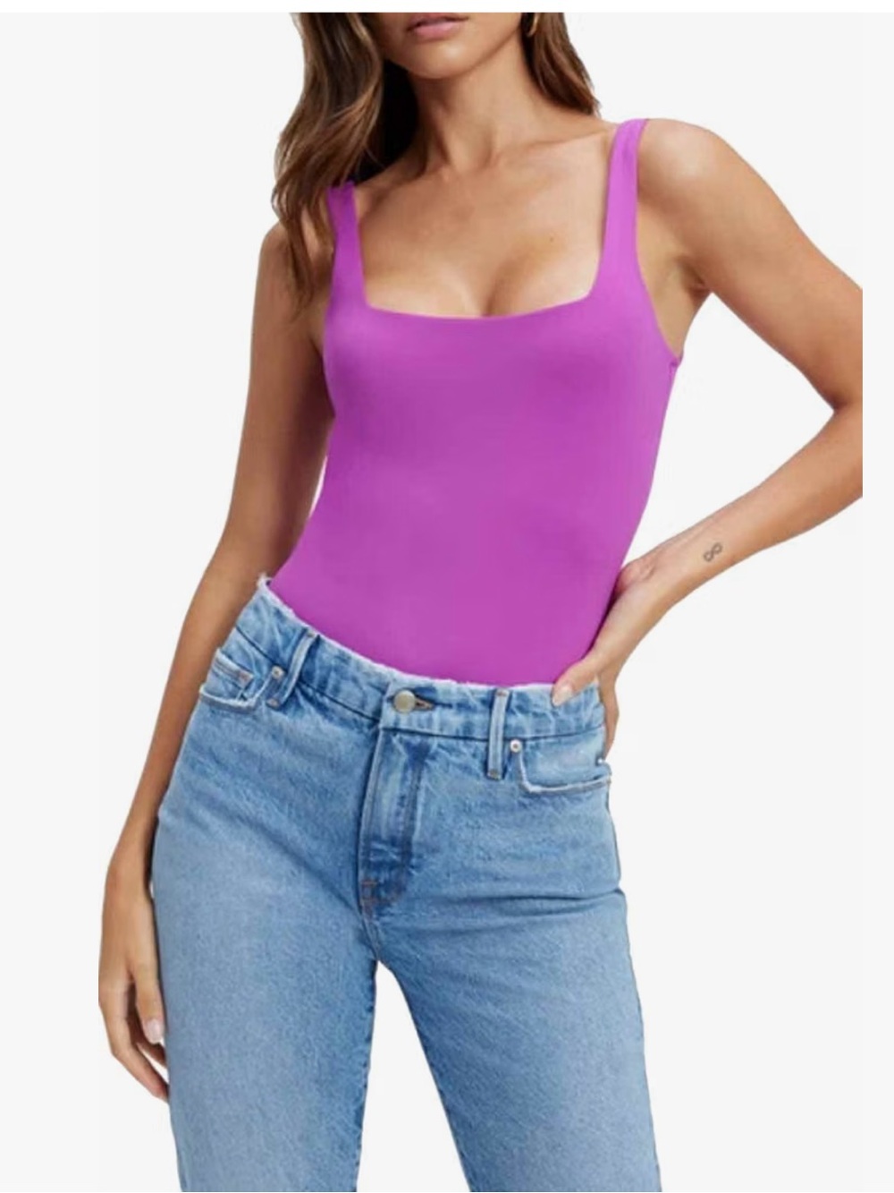 NWT Good American Sculpting Square Neck Modern Tank Purple Bodysuit Size 3X